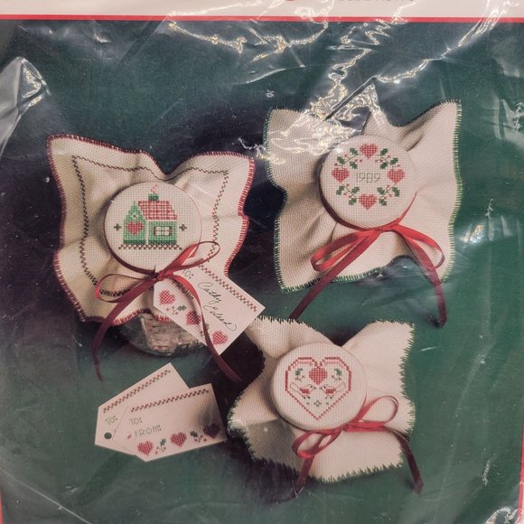 Current Counted Cross Stitch Jar Toppers Kit Cut Out Gift Tags Set of 3 - Picture 3 of 5